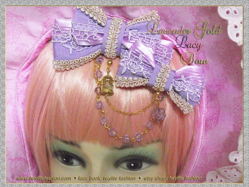 Classic Gold Lacy Bow Classic Lolita/Sweet Lolita/Gothic Lolita/Hime Lolita Style image 1