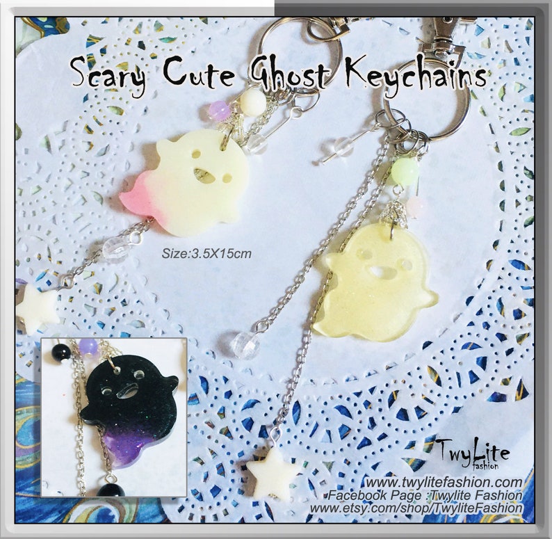 Scary Cute Ghost Keychains Halloween Accessories Gothic Etsy