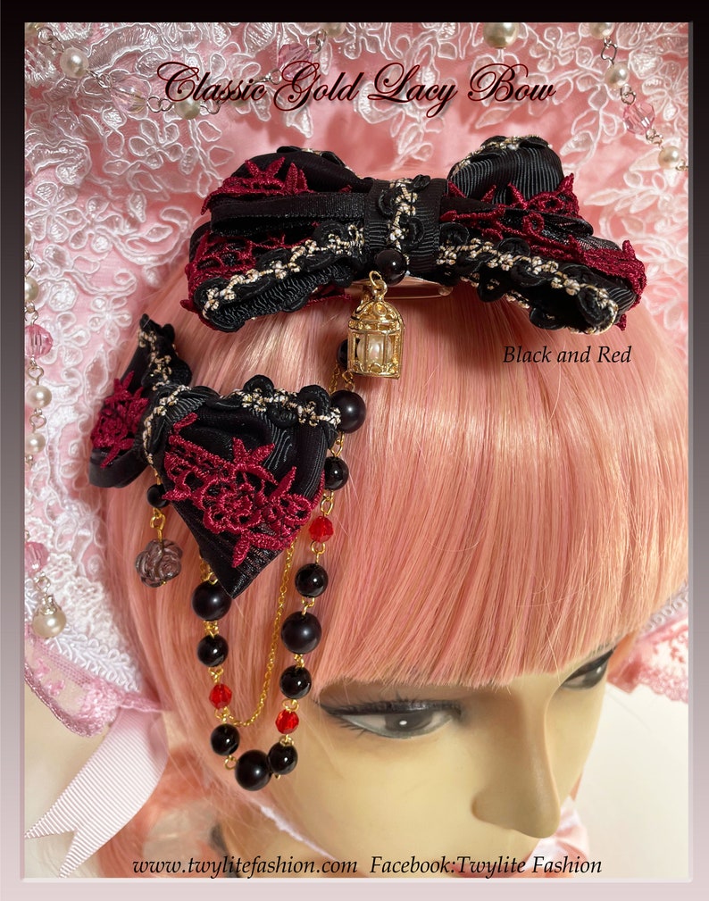 Classic Gold Lacy Bow Classic Lolita/Sweet Lolita/Gothic Lolita/Hime Lolita Style image 6