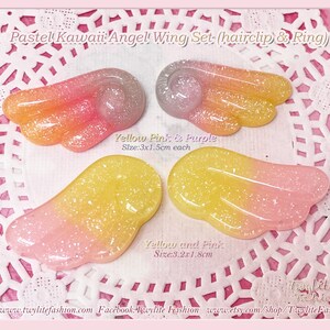 Pastel Kawaii Angel Wing Set (Hair clips and Rings) - Sweet Lolita/Harajuku/Fairykei/Decora Style
