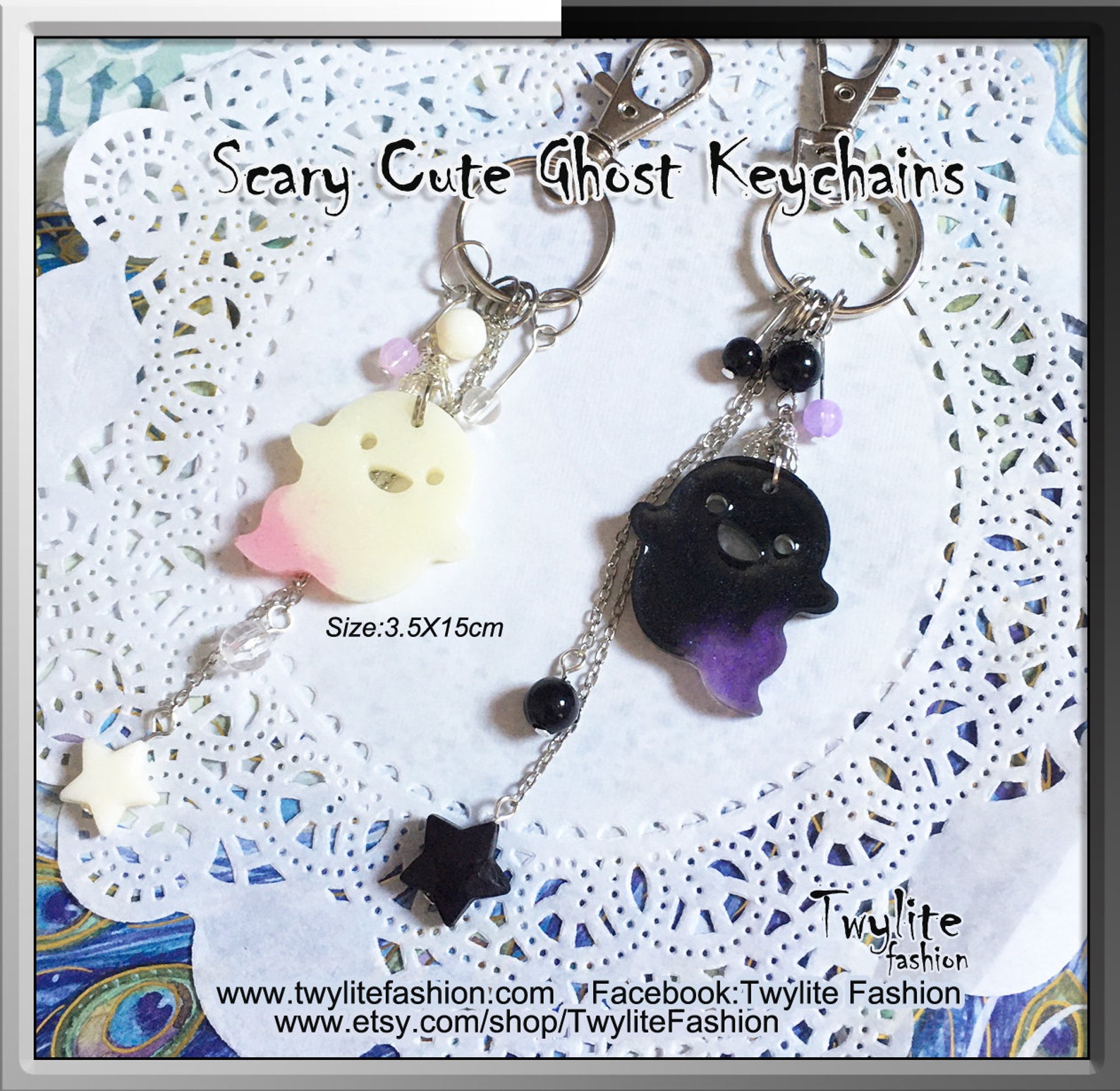 Scary Cute Ghost Keychains Halloween Accessories Gothic Etsy