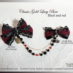 Classic Gold Lacy Bow Classic Lolita/Sweet Lolita/Gothic Lolita/Hime Lolita Style image 8