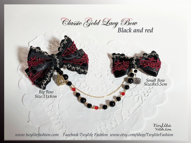 Classic Gold Lacy Bow Classic Lolita/Sweet Lolita/Gothic Lolita/Hime Lolita Style image 8