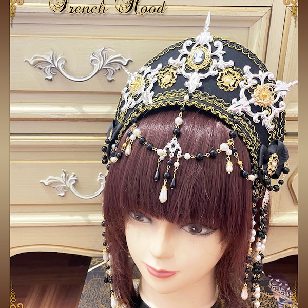 Framed Silhouette Tudor French Hood-Classic Lolita/Renaissance Style