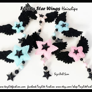 Flying Star Wings Hairclips - Harajuku/Pastel Goth/Gothic Lolita Styles