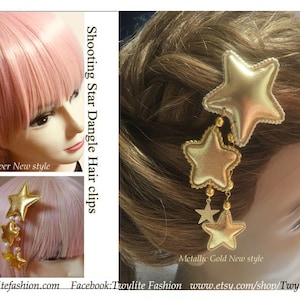 Shooting Star Dangle Hair clips - Sweet Lolita/Harajuku/Fairykei/Decora Style
