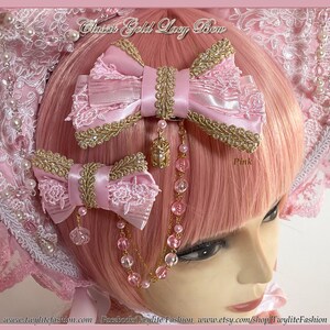 Classic Gold Lacy Bow Classic Lolita/Sweet Lolita/Gothic Lolita/Hime Lolita Style image 3