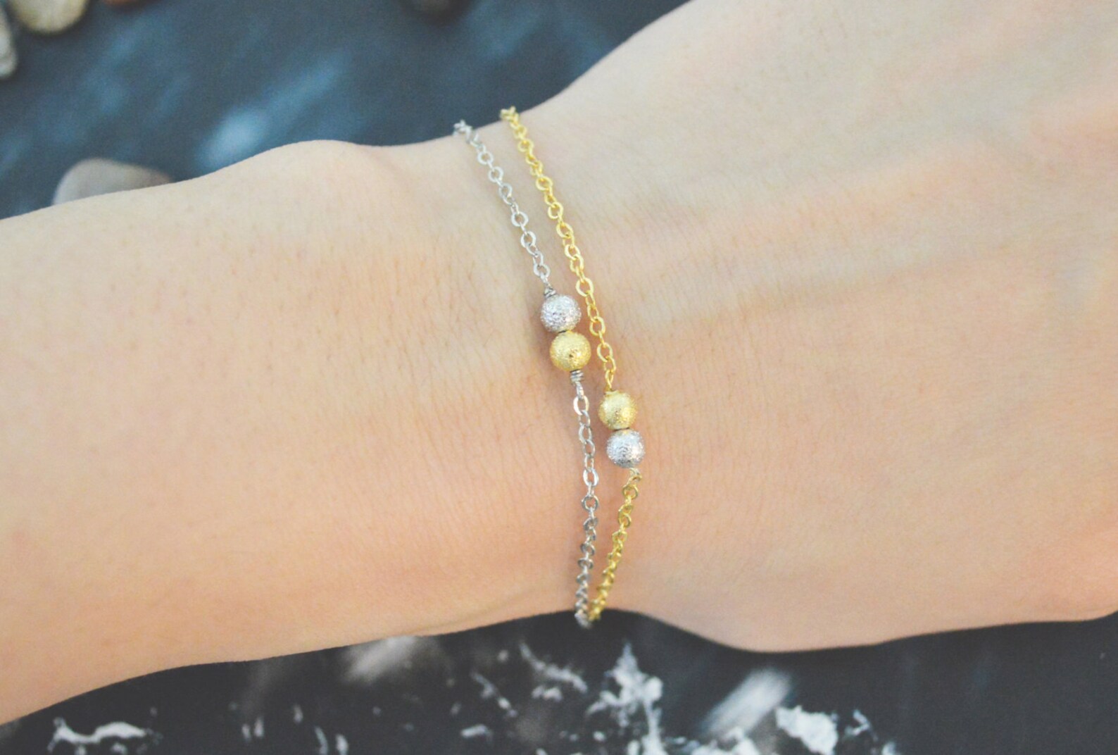 C176 Metal Beads Bracelet Ball Beads Bracelet Simple Etsy