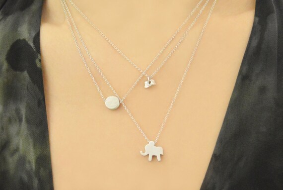 Set of 3 Layering Necklace White Gold 