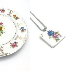 Broken China Floral Necklace
