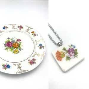 Broken China Floral Necklace