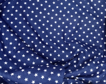 DOUBLE GAUZE FABRIC, White Star / Navy, Sewing for Baby Accessory, 100% Cotton Muslin Fabric, Double-Layer Gauze, Made in Japan, 108x90cm