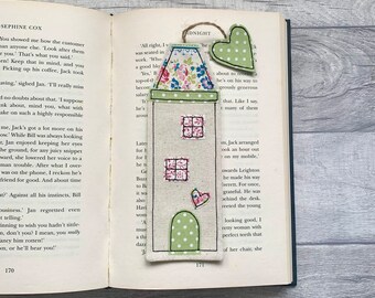 Tall house bookmark, bookworm gifts, bookmarks for book lovers, fabric bookmark, unique bookmark, reading gift for her, small gift ideas