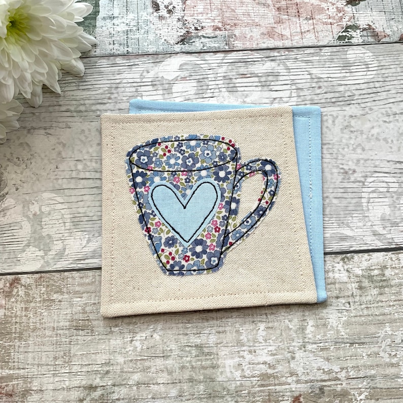 Coffee mug coaster, floral coaster, tea lover gift, coffee lover gift, gift for a tea lover, tea gift idea, fabric coaster image 3