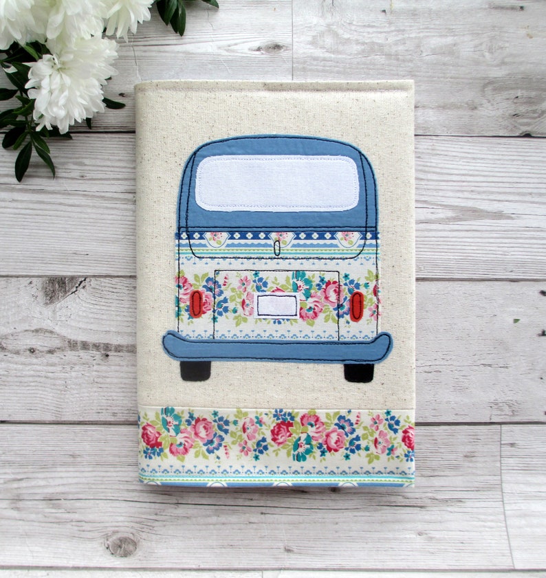 A5 fabric notebook cover, campervan notebook, reusable book cover, gift for friends, leavers gift, travel gift image 4