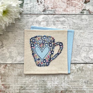 Coffee mug coaster, floral coaster, tea lover gift, coffee lover gift, gift for a tea lover, tea gift idea, fabric coaster image 4