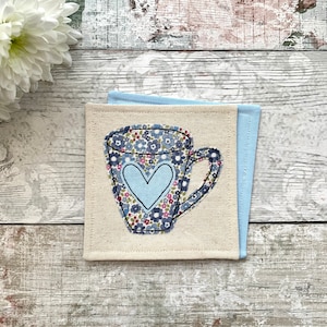 Coffee mug coaster, floral coaster, tea lover gift, coffee lover gift, gift for a tea lover, tea gift idea, fabric coaster image 10