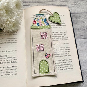 Tall house bookmark, bookworm gifts, bookmarks for book lovers, fabric bookmark, unique bookmark, reading gift for her, small gift ideas image 2