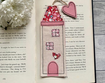 Tall house bookmark, book gift for her, bookworm gifts, quirky bookmark, gifts for readers, fabric bookmark