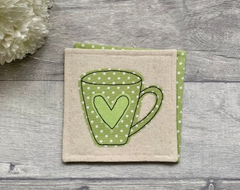 Mug coaster, polka dot coaster, fun coasters, heart coaster, tea lover gift, coffee lover gift, gift for a friend, tea gift idea