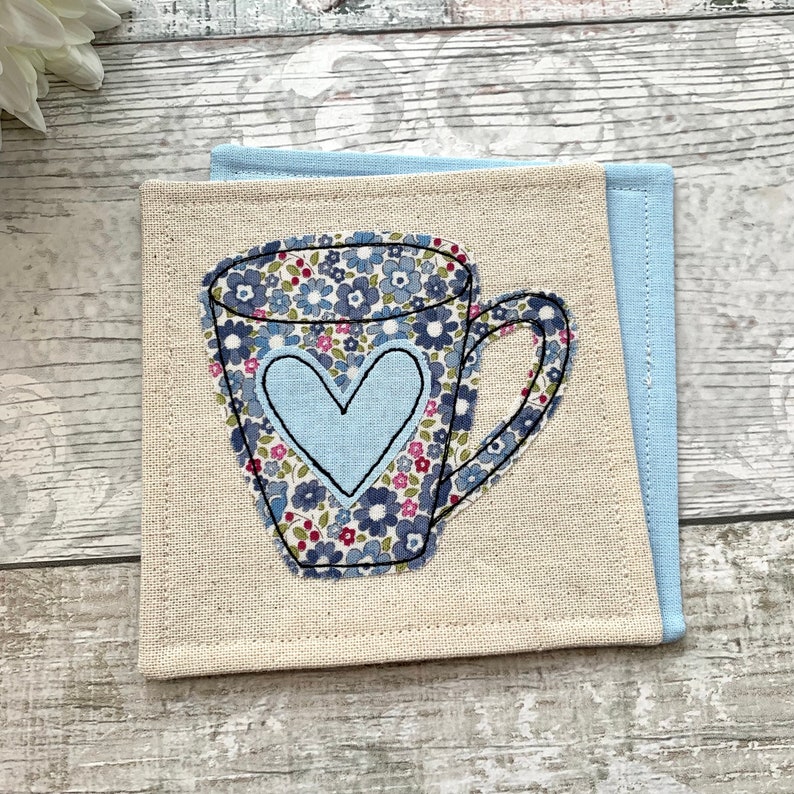 Coffee mug coaster, floral coaster, tea lover gift, coffee lover gift, gift for a tea lover, tea gift idea, fabric coaster image 5