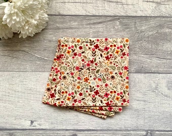 Floral coasters, set of 4 coasters, fabric coasters, home decor, new home gift, gift for her, tea lover gift, drinks mats