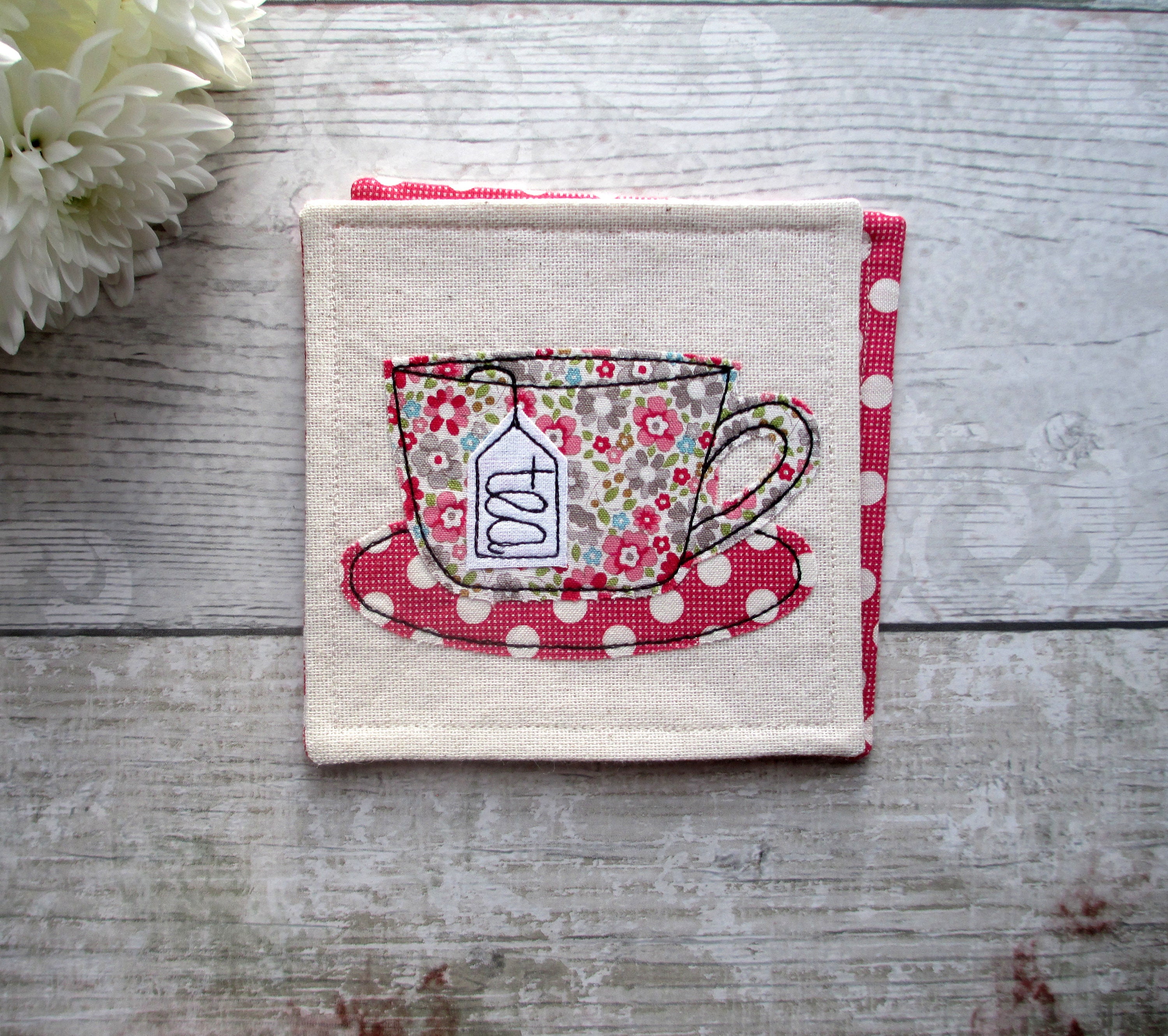 Tea cup coaster tea themed gift fabric coasters tea gift Etsy