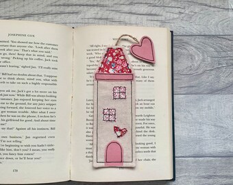 Tall house bookmark, book gift for her, bookworm gifts, quirky bookmark, gifts for readers, fabric bookmark