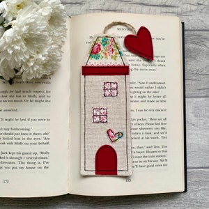 Tall house bookmark, book gift for readers, bookworm gifts, quirky gifts, book lover gift, fabric bookmark, unique bookmark image 1