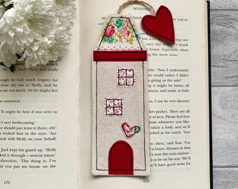 Tall house bookmark, book gift for readers, bookworm gifts, quirky gifts, book lover gift, fabric bookmark, unique bookmark