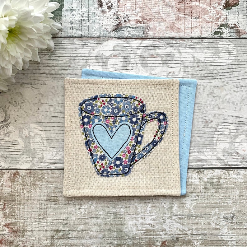 Coffee mug coaster, floral coaster, tea lover gift, coffee lover gift, gift for a tea lover, tea gift idea, fabric coaster image 7