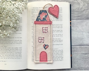 Tall house bookmark, book lover gifts, fabric bookmark, book gifts for her, bookworm gifts, book page saver