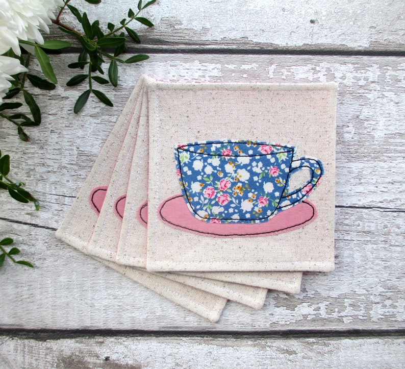 Fabric coaster set new home gift for tea and coffee lovers Etsy