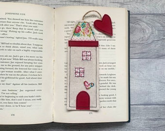 Tall house bookmark, book gift for readers, bookworm gifts, quirky gifts, book lover gift, fabric bookmark, unique bookmark