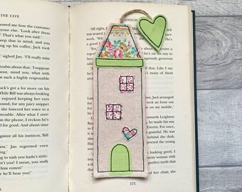 Tall house bookmark, book gift for her, bookworm gifts, quirky gifts, gifts for readers, book lover gift, fabric bookmark