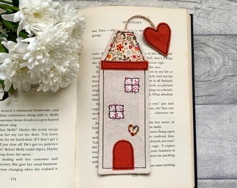 Tall house bookmark, book lover gifts, fabric bookmark, bookworm gifts, reading gift for her, bookish gifts, small gift ideas