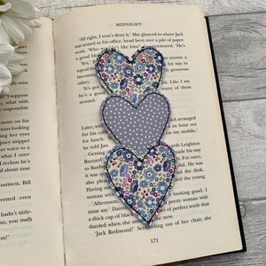 Heart bookmark, romance reader gift, valentines day gift for book lovers, bookworm gifts, fabric bookmark, small gift ideas, reading gift image 5