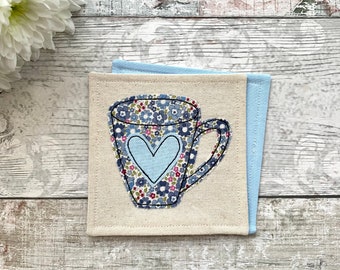 Coffee mug coaster, floral coaster, tea lover gift, coffee lover gift, gift for a tea lover, tea gift idea, fabric coaster