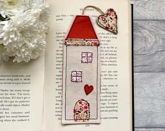 Tall house bookmark, for book lovers, fabric bookmark, bookworm gifts, reading gift for her, bookish gifts, small gift ideas