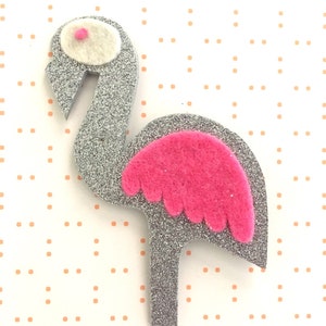 Flamingo Brooch felt brooch sparkly brooch glitter brooch bird brooch flamingo gift flamingo jewellery image 1