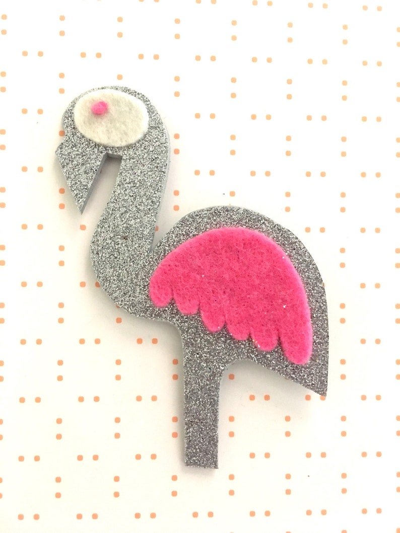 Flamingo Brooch felt brooch sparkly brooch glitter brooch bird brooch flamingo gift flamingo jewellery image 1