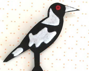 Magpie brooch - bird brooch - Magpie - bird jewellery - bird jewelry - australian gift - bird gift