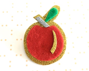 Apple brooch - fruit brooch - felt apple - felt brooch - apple gift - apple pin - apple jewellery - green brooch - fruit gift - apple lover