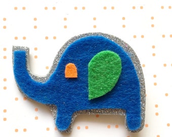 Blue elephant brooch - animal brooch - elephant brooch