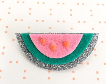 Watermelon brooch - felt brooch - fruit brooch - fruit jewellery - fruit jewelry - watermelon pin - watermelon jewelry