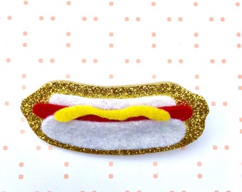 Hotdog brooch - fast food - food jewellery - food jewelry - food brooch - gift for him