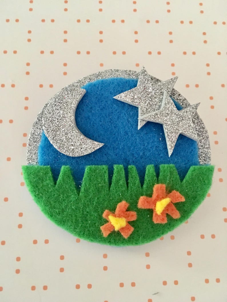 Star brooch felt brooch moon brooch moon jewellery moon jewelry stars jewellery stars jewelry moon gift stars gift image 1