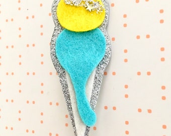 Icecream brooch - yellow felt brooch - Ice-cream brooch - summer brooch - ice cream pin - ice cream jewellery - ice cream jewelry