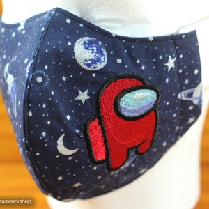 Among Us Embroidered  Reusable Face Mask (made with galaxy cotton fabric print)