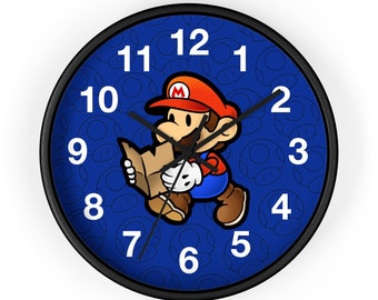 Reloj de pared inspirado en Paper Mario / Decoración para sala de juegos, regalo para fans de Nintendo